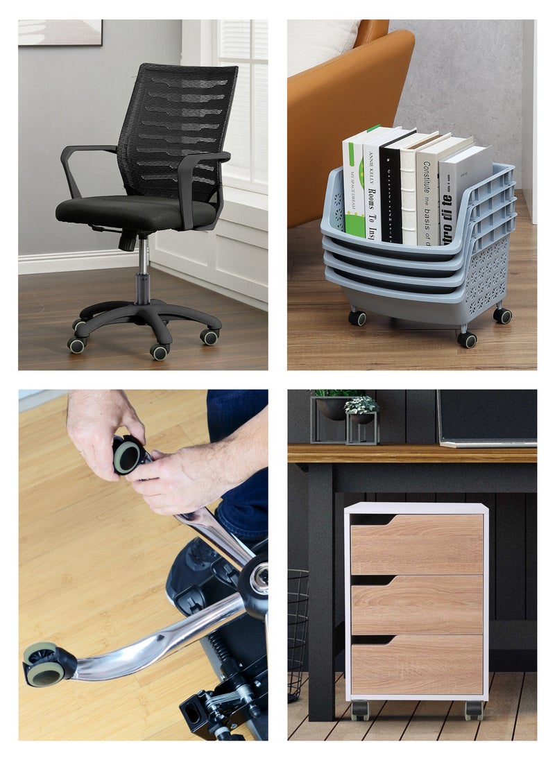 Splint Threaded Casters - Swivel - 2 Piece 2inch Black - Non-Marking Stem Mount Caster with Smooth Gliding Shock Absorption Easy Installation - Ideal for Small Displays, Chairs, Desk Wheels
