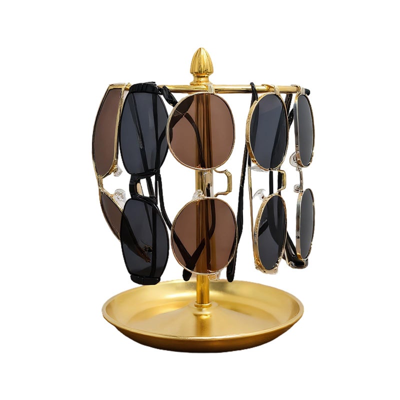 Wismay Sunglasses Organizer, Glasses Display Stand for 12 Pairs, Base Storage for Jewelry (Metal+Gold) - Image 1