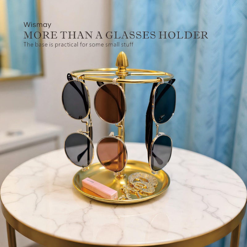 Wismay Sunglasses Organizer, Glasses Display Stand for 12 Pairs, Base Storage for Jewelry (Metal+Gold) - Image 2