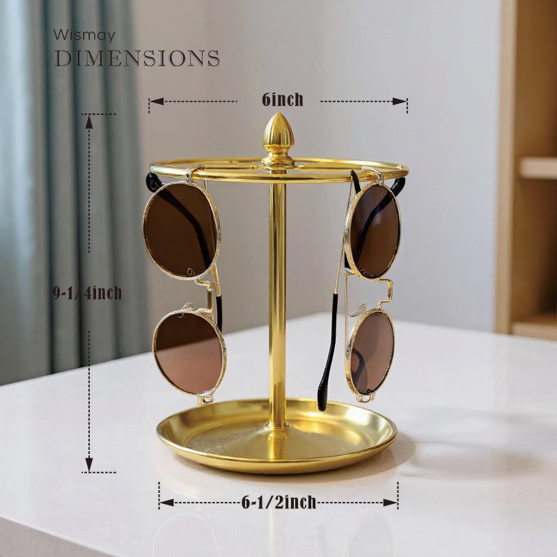Wismay Sunglasses Organizer, Glasses Display Stand for 12 Pairs, Base Storage for Jewelry (Metal+Gold) - Image 5