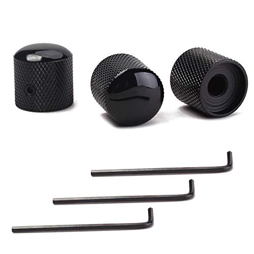 KAIY Set of 3 Black Metal Guitar Control Knob, Guitar Volume Tone Control Dome Knobs, Tele Telecaster or Guitar Bass Replacement Parts - Image 1