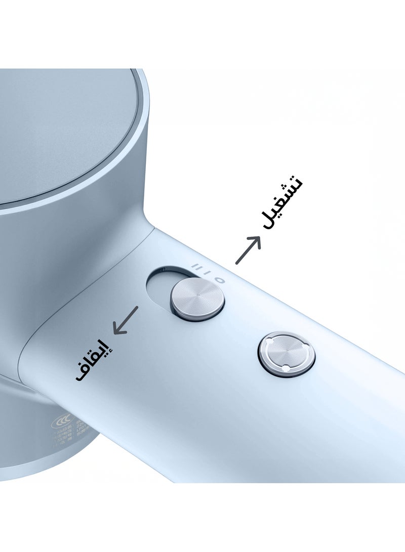 لايفن ميني مجفف شعر عالي السرعة أيوني - ازرق جليدي| الأكثر مبيعًا عالميًا، والأول عالميًا | خفيف الوزن، منخفض الضوضاء، صغير الحجم، مزود بفوهة مغناطيسية وحقيبة سفر - للمنزل والسفر - Image 5