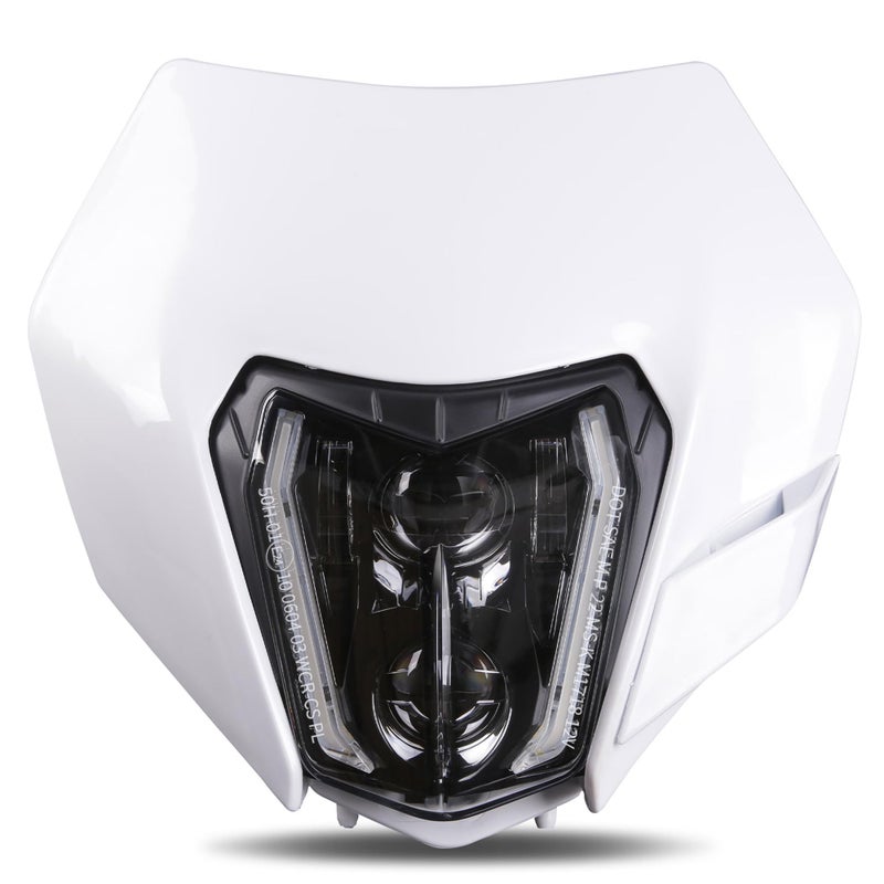 RAMJET4X4 LED Motorcycle Headlight Dirt Bike DRL Headlamp with Bezel Compatible With Motocross Pit Bike Enduro ATV Supermoto 150 250 350 450 500 SX XCW EXC SXF XC SMC R 690