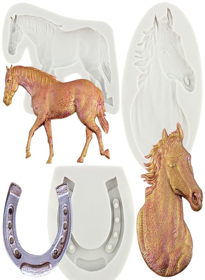 Sijiangmold Horse Silicone Mold Horseshoe Fondant Molds For Cake Decorating Cupcake Topper Chocolate Candy Polymer Clay Gum Paste Set Of 3 - Image 1