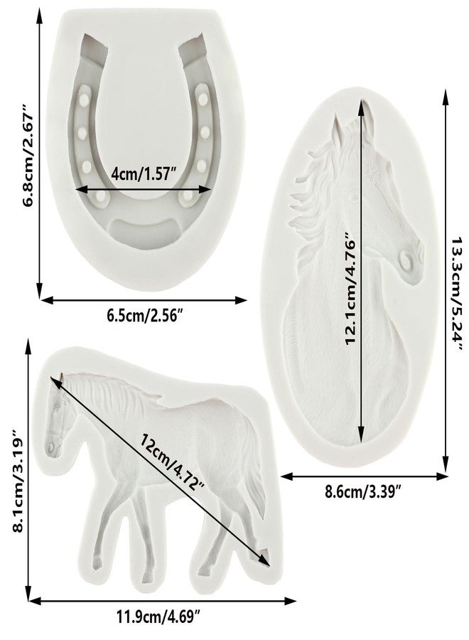 Sijiangmold Horse Silicone Mold Horseshoe Fondant Molds For Cake Decorating Cupcake Topper Chocolate Candy Polymer Clay Gum Paste Set Of 3 - Image 2