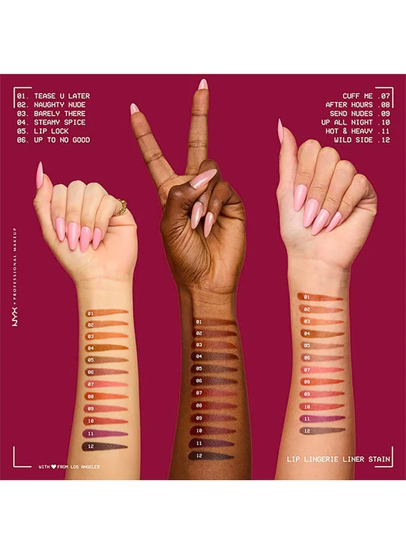 Nyx Professional Makeup  NYX Professional Makeup Lip Lingerie Lip Liner Stain, Seamless All Day Stain, Waterproof, Tease U Later for Women | Best Price UAE