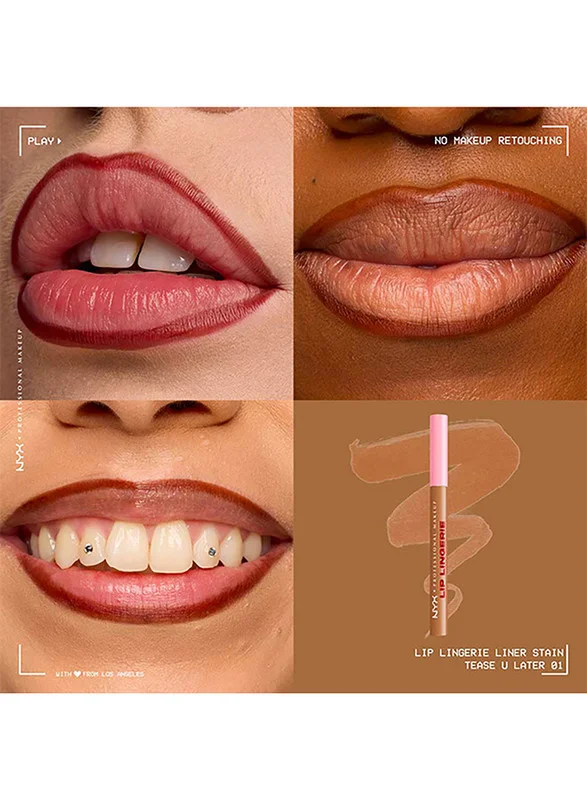 Nyx Professional Makeup  NYX Professional Makeup Lip Lingerie Lip Liner Stain, Seamless All Day Stain, Waterproof, Tease U Later for Women | Best Price UAE