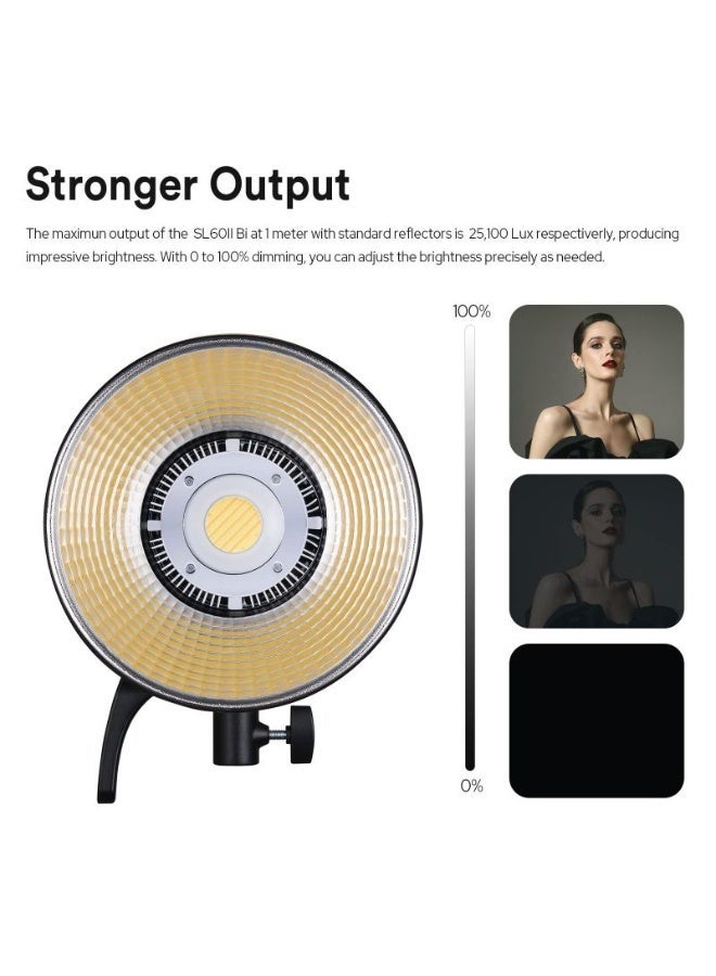 جودوكس إضاءة تصوير Godox SL60IIBI LED بقدرة 75 واط بدرجتي حرارة لون من 2800 إلى 6500 كلفن مع حامل Bowens ومعامل تجسيد ألوان 96 بلس للاستوديو - Image 5