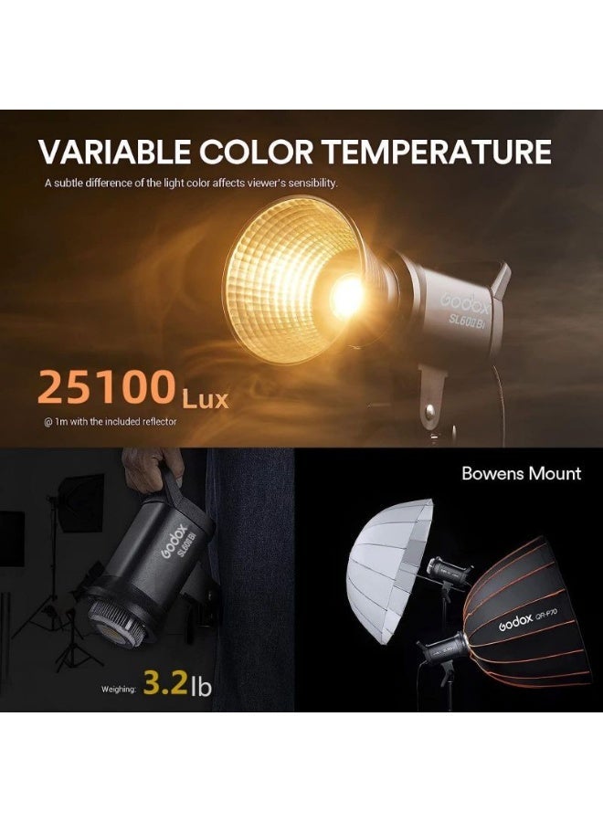 جودوكس إضاءة تصوير Godox SL60IIBI LED بقدرة 75 واط بدرجتي حرارة لون من 2800 إلى 6500 كلفن مع حامل Bowens ومعامل تجسيد ألوان 96 بلس للاستوديو - Image 4