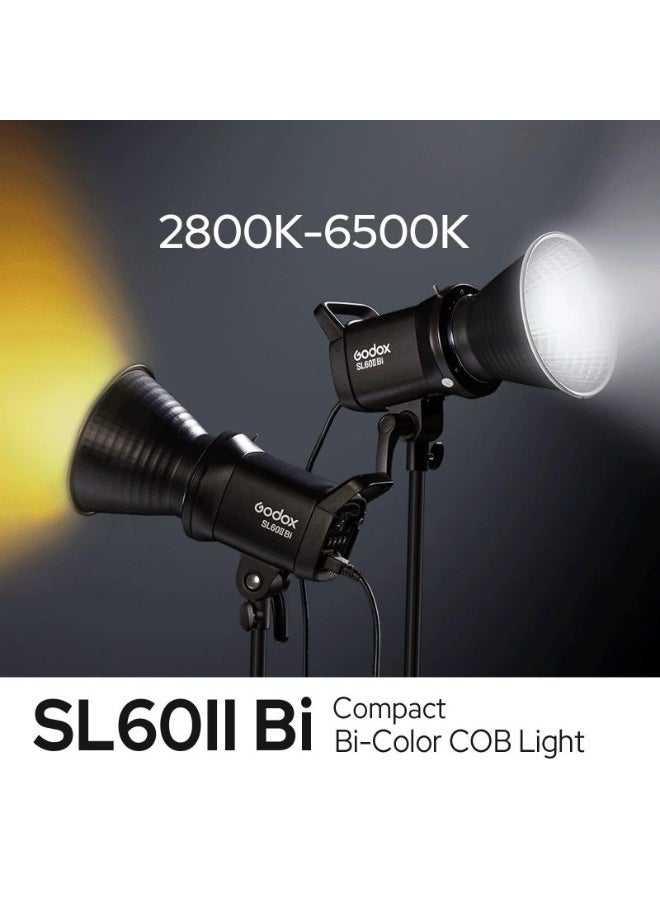 جودوكس إضاءة تصوير Godox SL60IIBI LED بقدرة 75 واط بدرجتي حرارة لون من 2800 إلى 6500 كلفن مع حامل Bowens ومعامل تجسيد ألوان 96 بلس للاستوديو - Image 3