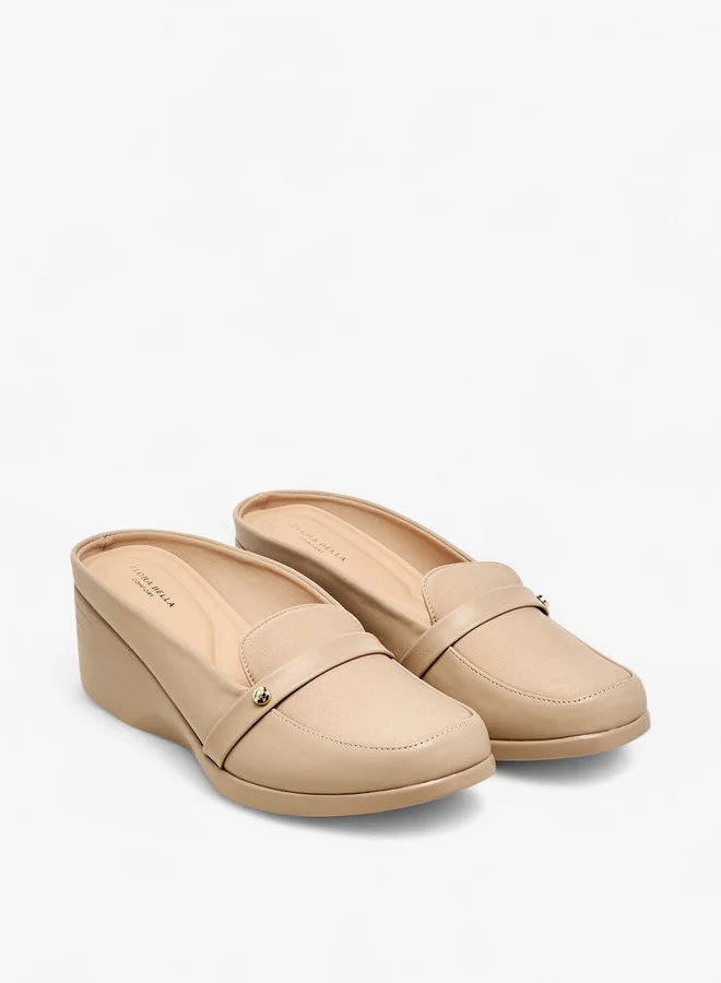 Flora Bella By Shoexpress Women's Solid Slip-On Mules with Wedge Heels