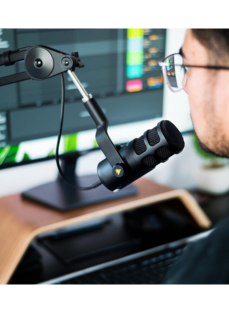 ماونو ميكروفون ديناميكي USB PD100U، ميكروفون تسجيل بودكاست مع مقبض كسب، توصيل وتشغيل، هيكل معدني، تقنية عزل الصوت، ميكروفون استوديو قلبي للكمبيوتر الشخصي للبث الصوتي والاستوديو المنزلي - Image 3