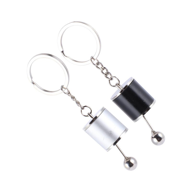 Manual Transmission Gear Keychain Set 2PCS Metal Silver Black Fidget Keyring Car Lovers - Image 2