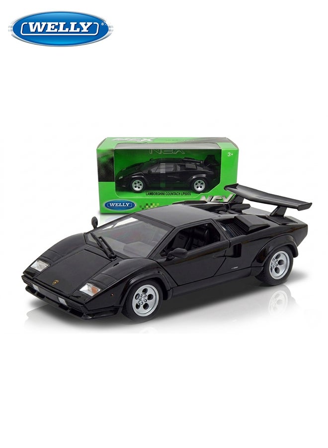 Welly 1:24 Scale Die-Cast Model Car– Black Lamborghini Countach Collectible Toy Vehicle for Kids & Adults - Image 1