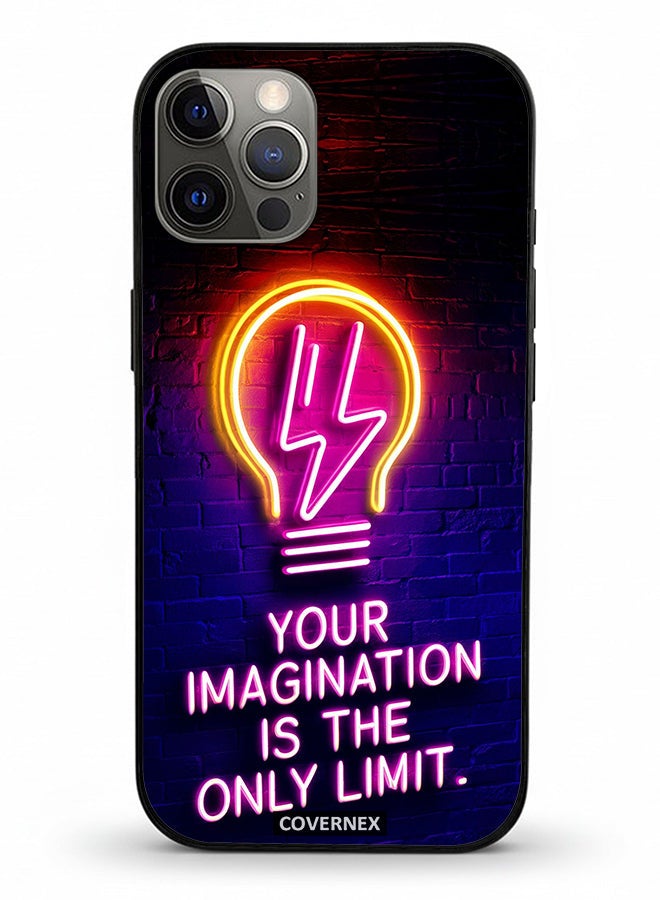 Covernex Apple iPhone 12 Pro Protective Case Cover Printed Featuring Your Imagination Is The Only Limit Neon Lightbulb - Image 2