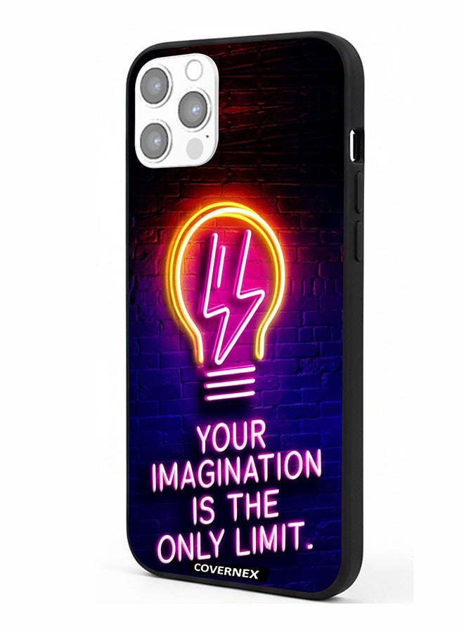 Covernex Apple iPhone 12 Pro Protective Case Cover Printed Featuring Your Imagination Is The Only Limit Neon Lightbulb - Image 1