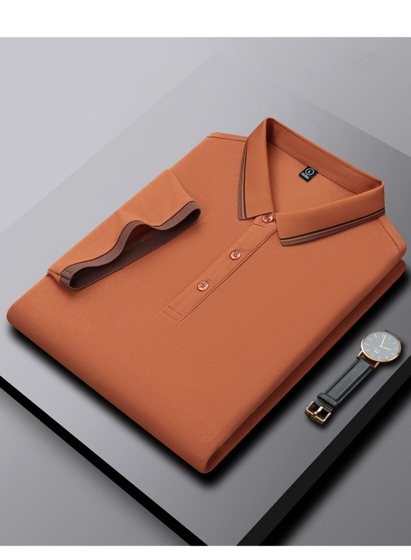 Heavy summer new thin embroidered straight fit short-sleeved business casual men's T-shirt - Image 3