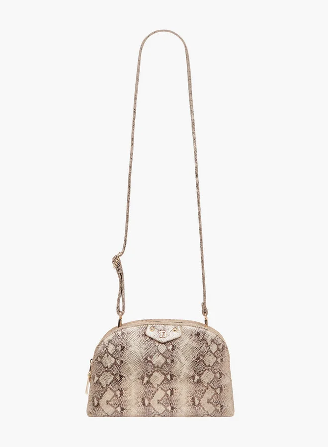 Flora Bella By Shoexpress Women's Animal Print Dome Bag with Detachable Strap and Zip Closure
