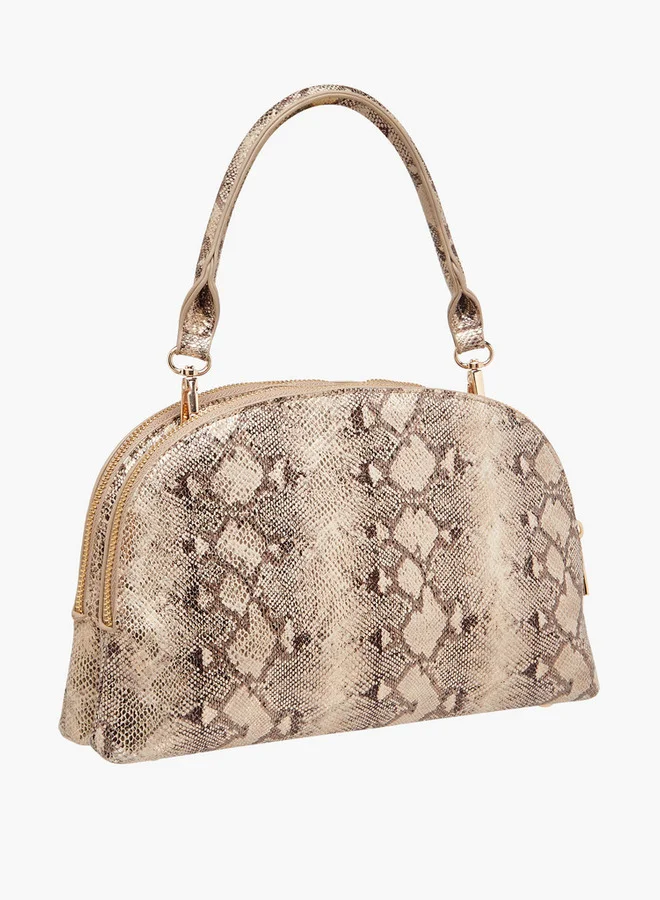 Flora Bella By Shoexpress Women's Animal Print Dome Bag with Detachable Strap and Zip Closure