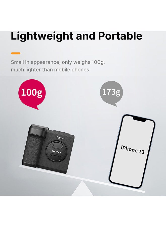 Ulanzi CG01 Wireless Smartphone Handle Grip Anti-shake Phone Holder Stabilizer with Remote Control 20M Effective Range Built-in Mirror Cold Shoe Mount Replacement for iPhone 14/13/12/11 Android Phones