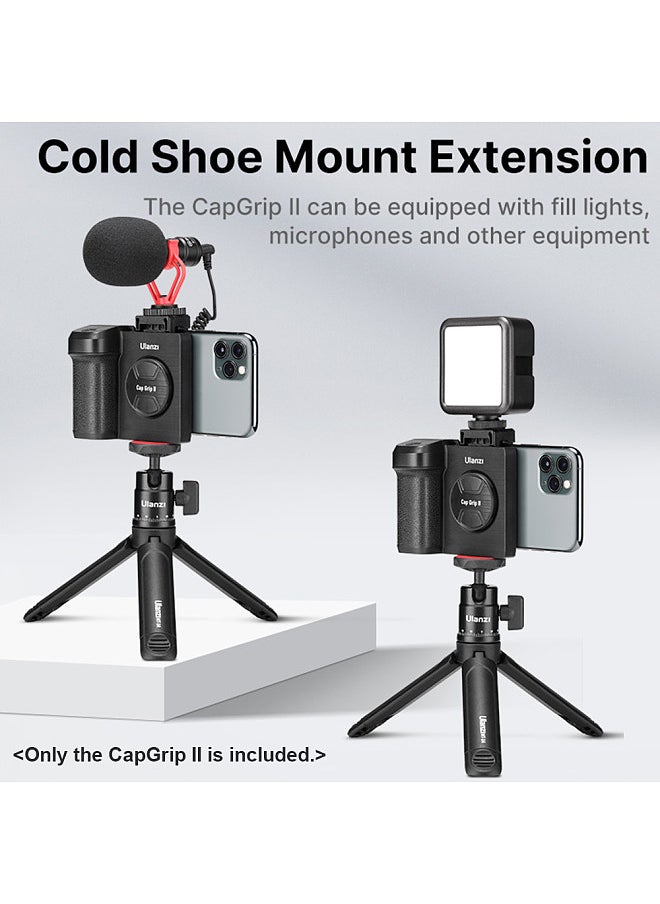 Ulanzi CG01 Wireless Smartphone Handle Grip Anti-shake Phone Holder Stabilizer with Remote Control 20M Effective Range Built-in Mirror Cold Shoe Mount Replacement for iPhone 14/13/12/11 Android Phones