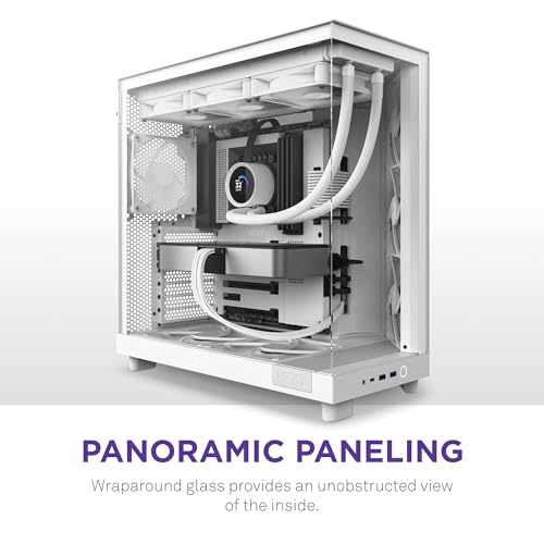 NZXT H6 Flow CCH61FW01 Compact DualChamber MidTower Airflow Case Panoramic Glass Panels HighPerformance Airflow Panels Includes 3 x 120mm Fans Cable Management White - Image 3