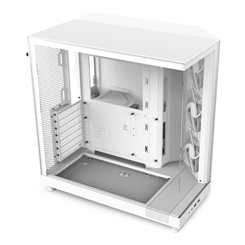 NZXT H6 Flow CCH61FW01 Compact DualChamber MidTower Airflow Case Panoramic Glass Panels HighPerformance Airflow Panels Includes 3 x 120mm Fans Cable Management White - Image 1