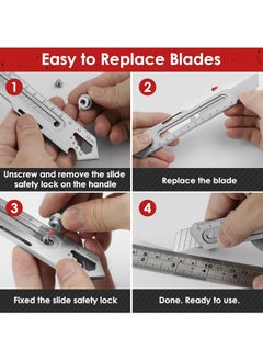 2 Pcs Utility Knife, Stainless Steel Retractable Box Cutter, Multifunctional Utility Knife with 10 Pcs Replaceable Blades for Office, Home, School - pzsku/ZDE544E61FEEB331B2E80Z/45/_/1723283441/800403c8-4342-496a-b1a6-9e39746a7c73