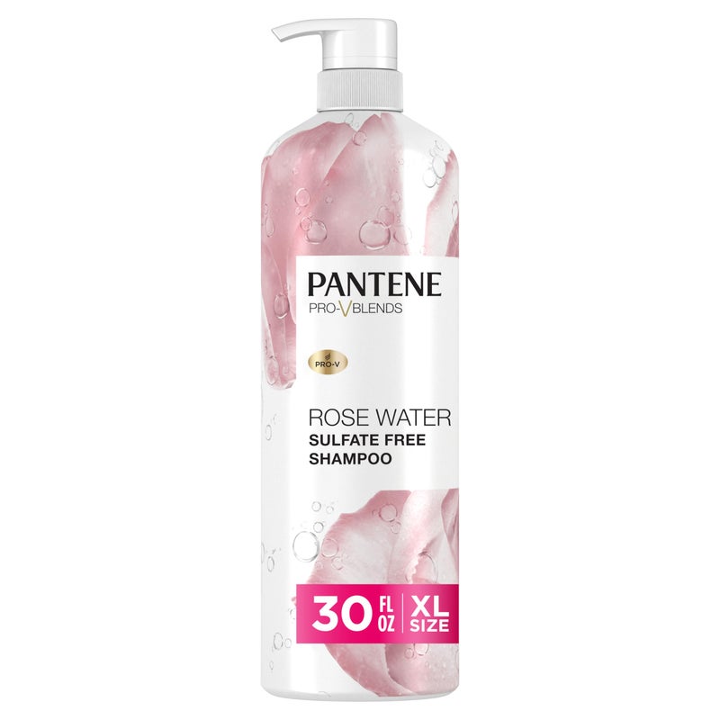 Pantene Sulfate Free Rose Water Shampoo, Soothes, Replenishes Hydration, Safe for Color Treated Hair, Nutrient Infused with Vitamin B5 and Antioxidants, Pro-V Blends, 30.0 oz - Image 1