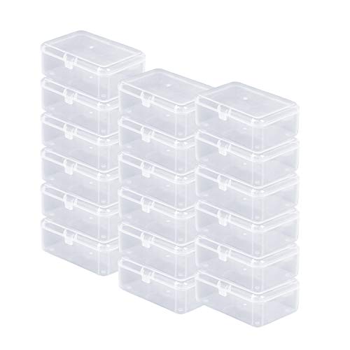Rocutus 24 Pack Small Clear Plastic Storage Containers with Lids,Beads Storage Box with Hinged Lid for Beads,Earplugs,Pins, Small Items, Crafts, Jewelry, Hardware (2.12 x 2.12 x 0.79 Inches) - Image 1