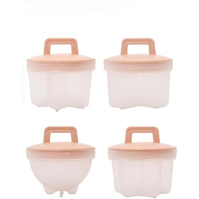 YelaJoy Cute Set Of 4 Egg Cooking Pods Mold Boiled Pink Microwave And Stovetop Hard BoiledJello Cups With Lids Square Shaper Fun Cookery Kitchen Gadgets Including Oil Brush - Image 2
