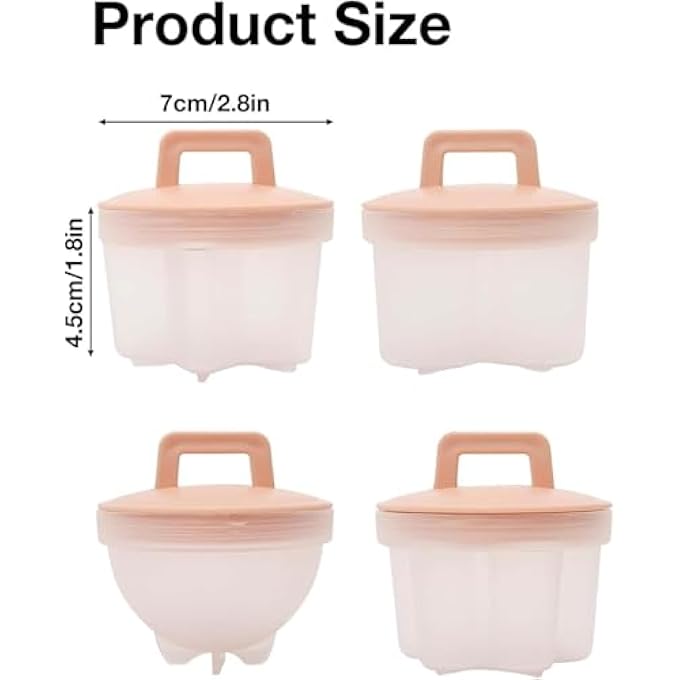 YelaJoy Cute Set Of 4 Egg Cooking Pods Mold Boiled Pink Microwave And Stovetop Hard BoiledJello Cups With Lids Square Shaper Fun Cookery Kitchen Gadgets Including Oil Brush - Image 3