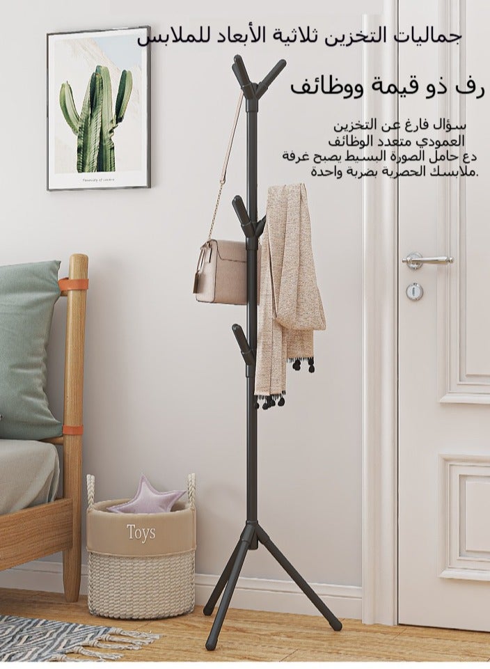 فالبرو شماعة ملابس سهلة التركيب، مثبتة على الأرض، شماعة ملابس حديدية للمكتب، شماعات ملابس عمودية لغرفة النوم، شماعة ملابس مبتكرة للممر، شماعة ملابس معدنية، شماعة ملابس مستقلة، أسود 170×50 سم - Image 4