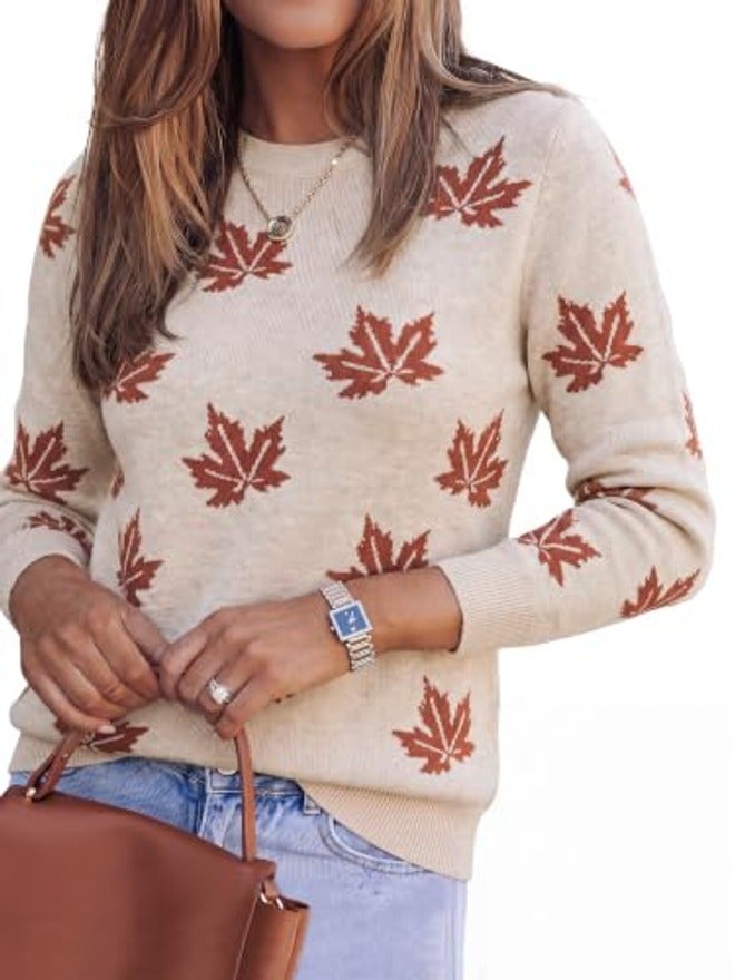 Arach&Cloz Women's Wool Blend Classic Crew Neck Casual Fall Sweater