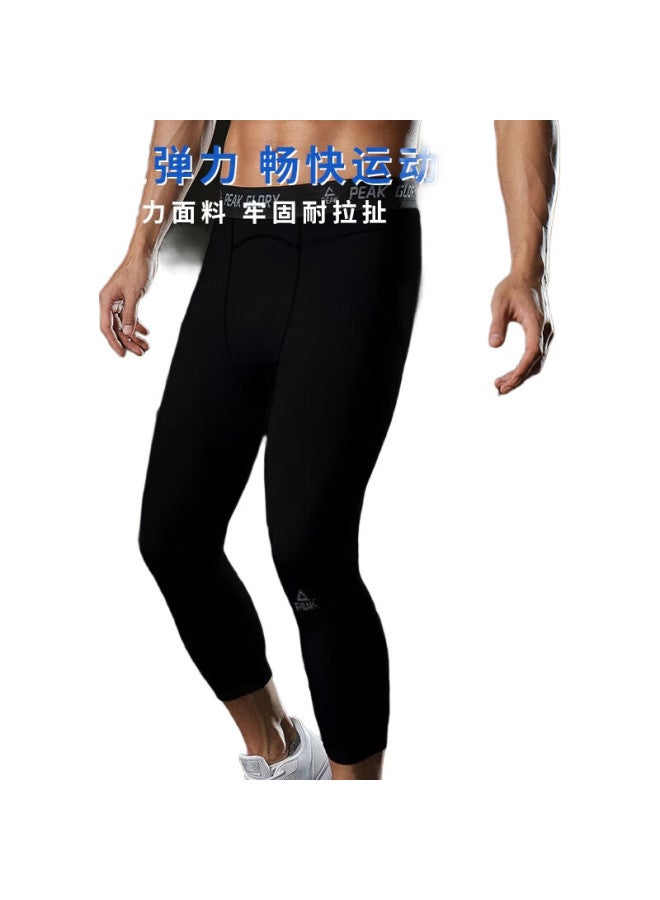 PEAK Men'S Compression Pants, Quick-Dry, High-Elasticity Fitness Wear, Autumn Warmth, Sports Training Leggings, Black | Fitness Pants, Size L - Image 3