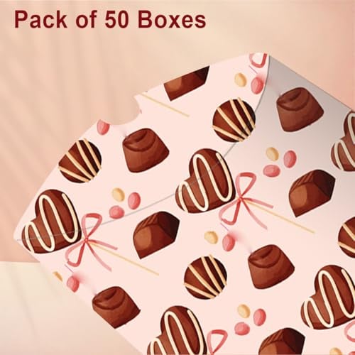 mudrit Pillow Paper Boxes - Set of 50 with Jute Twine | Decorative Folding Paper Gift Boxes for Gifting Chocolates, Dryfruits, and Candies | Size 5.5" x 3.5" (Brown) - Image 3