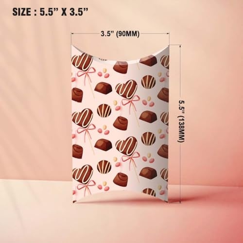 mudrit Pillow Paper Boxes - Set of 50 with Jute Twine | Decorative Folding Paper Gift Boxes for Gifting Chocolates, Dryfruits, and Candies | Size 5.5" x 3.5" (Brown) - Image 2
