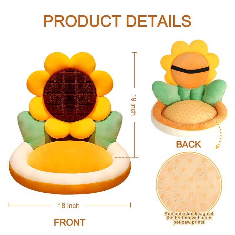 Ditucu Sunflower Shape Chair Pillow Cute Seat Cushion 19 x 18 inch Comfy Lazy Sofa Floor Pillows Dorm Seating for Childs Adults for Bedroom Decor - Image 2