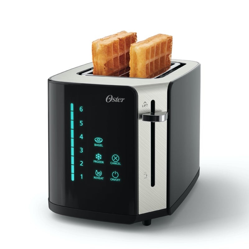 Oster Oster 4 Slice Touchscreen Toaster Digital Countdown Timer 6 Shade Settings Easy Touch Technology BagelReheatFrozen Modes Stainless Steel 