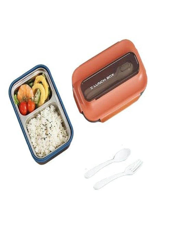 Swejos Compartment Lunch Box with Stainless Steel Bowl for Healthy Living - Stainless Lunch Box for Schools and Trips (Brown) - Image 1