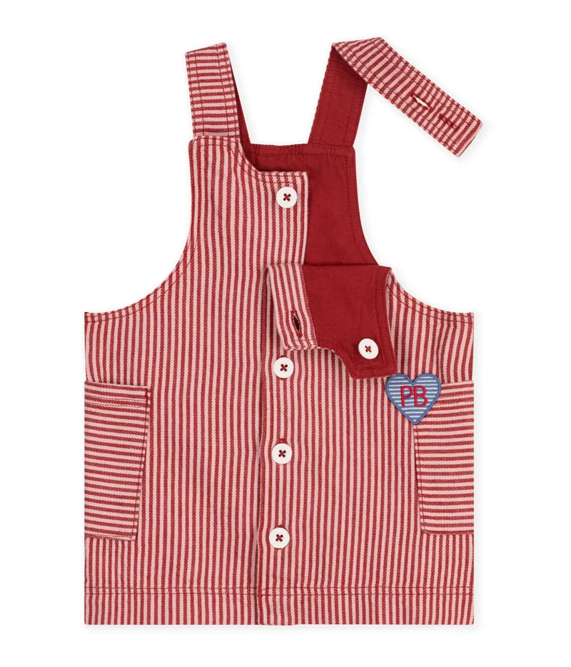 بيتي باتو Babies' Sleeveless Stripy Cotton Dress With A Heart Badge