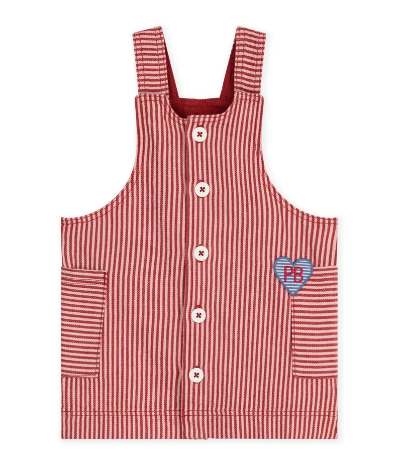 بيتي باتو Babies' Sleeveless Stripy Cotton Dress With A Heart Badge