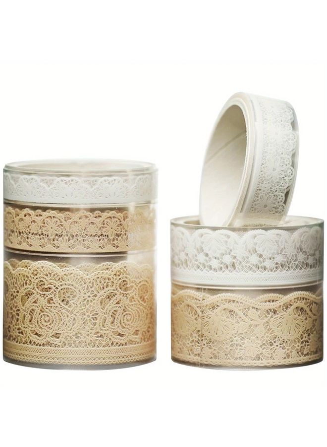 Gentle and Graceful Floral Lace Pattern PET Tape 6 Rolls Transparent Adhesive for DIY Craft Scrapbook - Image 2