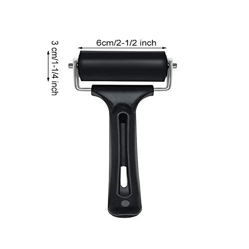 Worison Rubber Roller Brayer Rollers, 2 inch Glue Roller Black Handle for Ink Paint Block Stamping, Printmaking Wallpaper Arts Crafts - Image 2