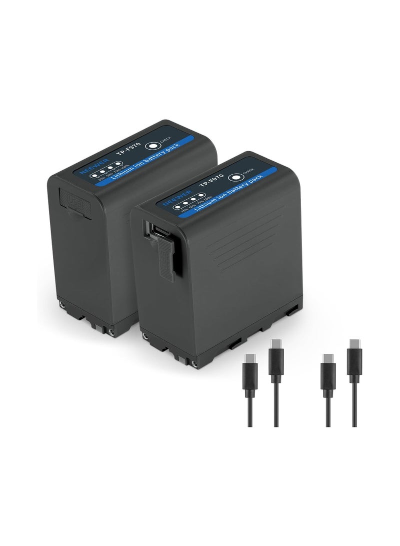 نيوير NEEWER NP-F970 7800mAh Rechargeable Battery with Type-C Power Port TP-F970 X2 (Grey) – Dual Pack black - Image 1
