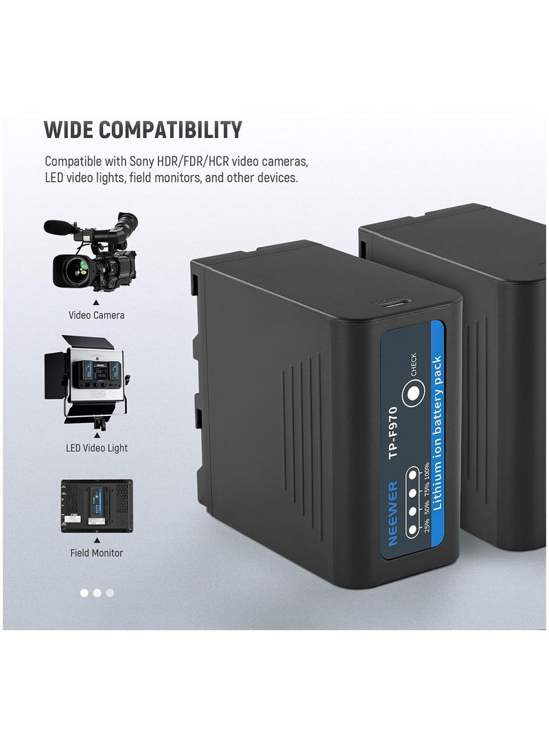نيوير NEEWER NP-F970 7800mAh Rechargeable Battery with Type-C Power Port TP-F970 X2 (Grey) – Dual Pack black - Image 4