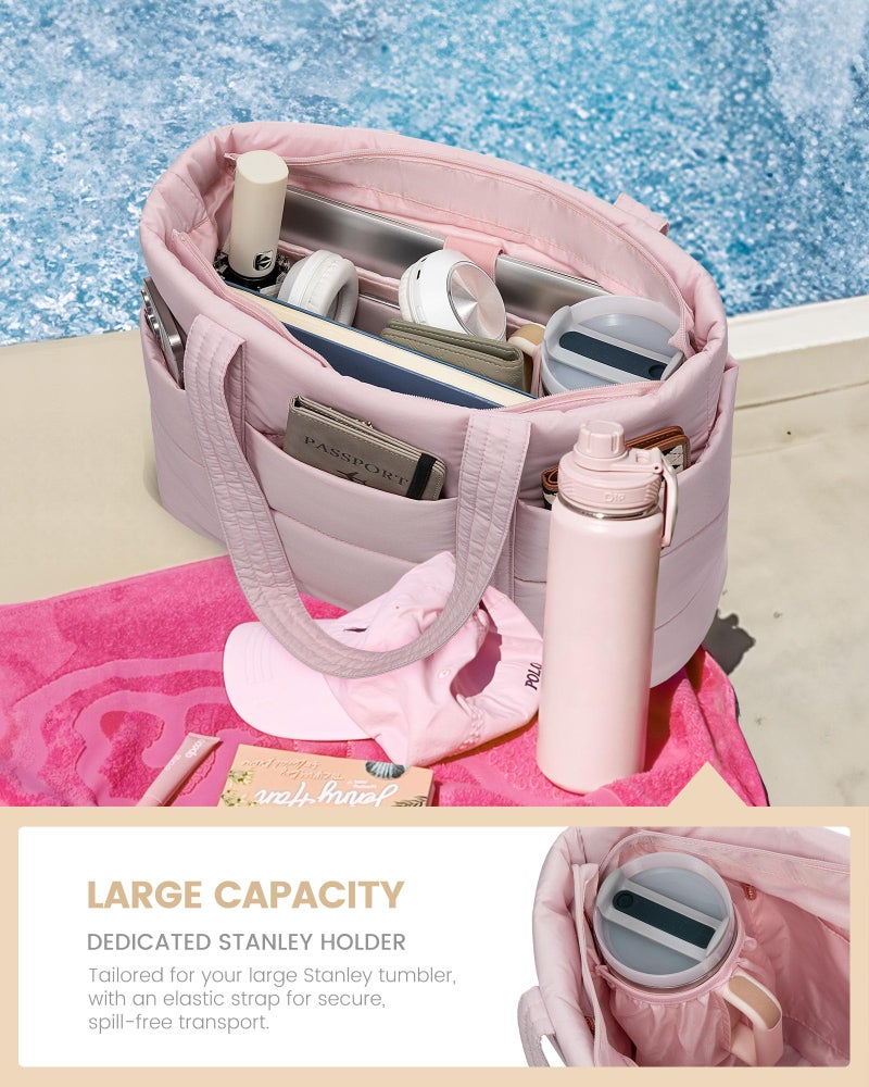 Lovevook حقيبة توت من LOVEVOOK للنساء، حقيبة عمل كبيرة مبطنة للكمبيوتر المحمول بحجم 15.6 بوصة، حقيبة سفر خفيفة الوزن مع سحاب هدايا للنساء - Image 2