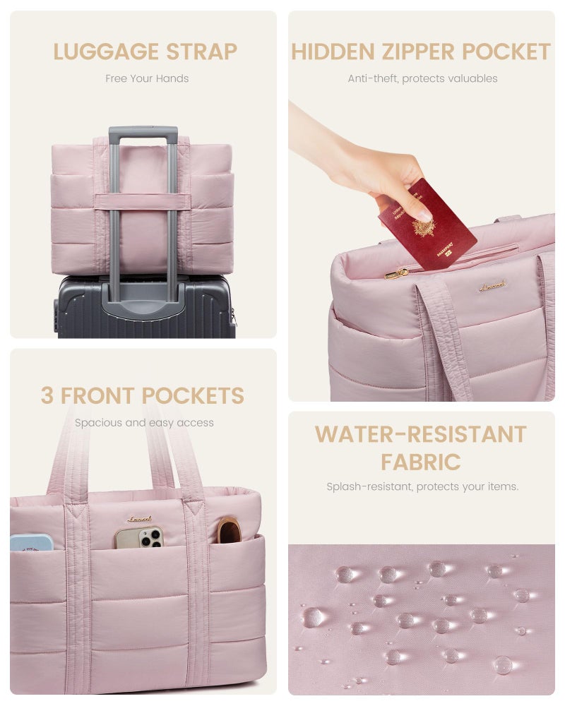 Lovevook حقيبة توت من LOVEVOOK للنساء، حقيبة عمل كبيرة مبطنة للكمبيوتر المحمول بحجم 15.6 بوصة، حقيبة سفر خفيفة الوزن مع سحاب هدايا للنساء - Image 4