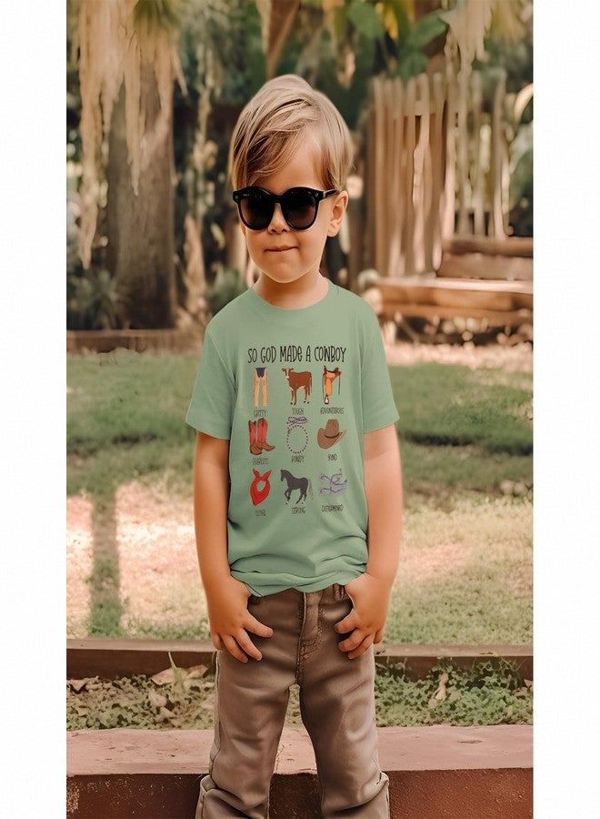 KEKEMI Toddler Boy Girl Cowboy Shirts So God Made A Cowboy Bible Verse Religious Tshirt Christian Outfits Short Sleeve Tees(Green,12-18Months) - Image 3