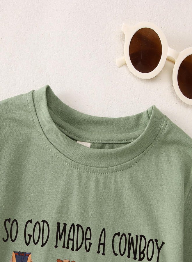 KEKEMI Toddler Boy Girl Cowboy Shirts So God Made A Cowboy Bible Verse Religious Tshirt Christian Outfits Short Sleeve Tees(Green,12-18Months) - Image 5